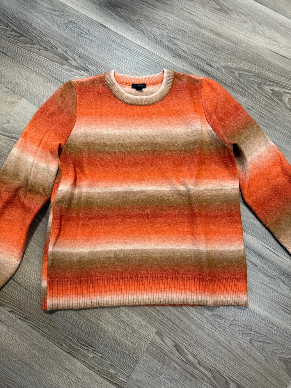 Ann Taylor Crewneck Sweater in Orange Ombre Stripe